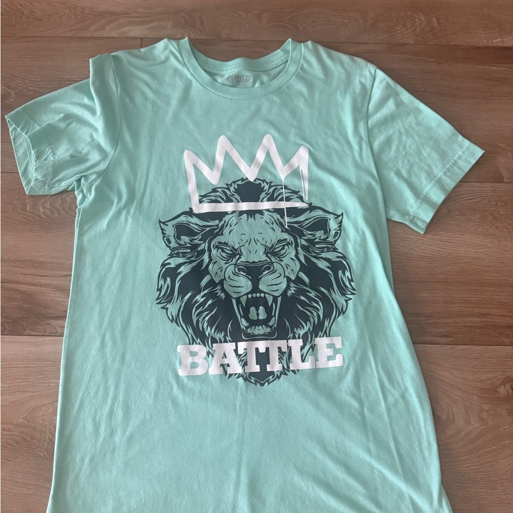Mint Green Lion Graphic Men's T-Shirt